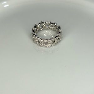 Silver filled micro cz link chain ring